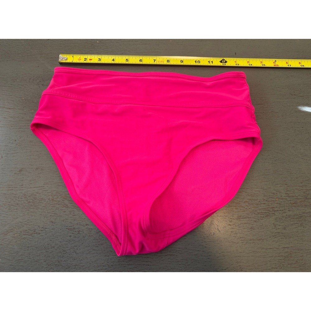 Old Navy Womens Hot Pink High Waisted Bikini Bottoms Size M Solid Swimwear